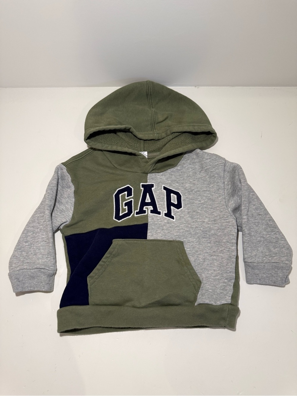GAP 18–24M Navy, Grey & Olive Colour-Block Hoodie